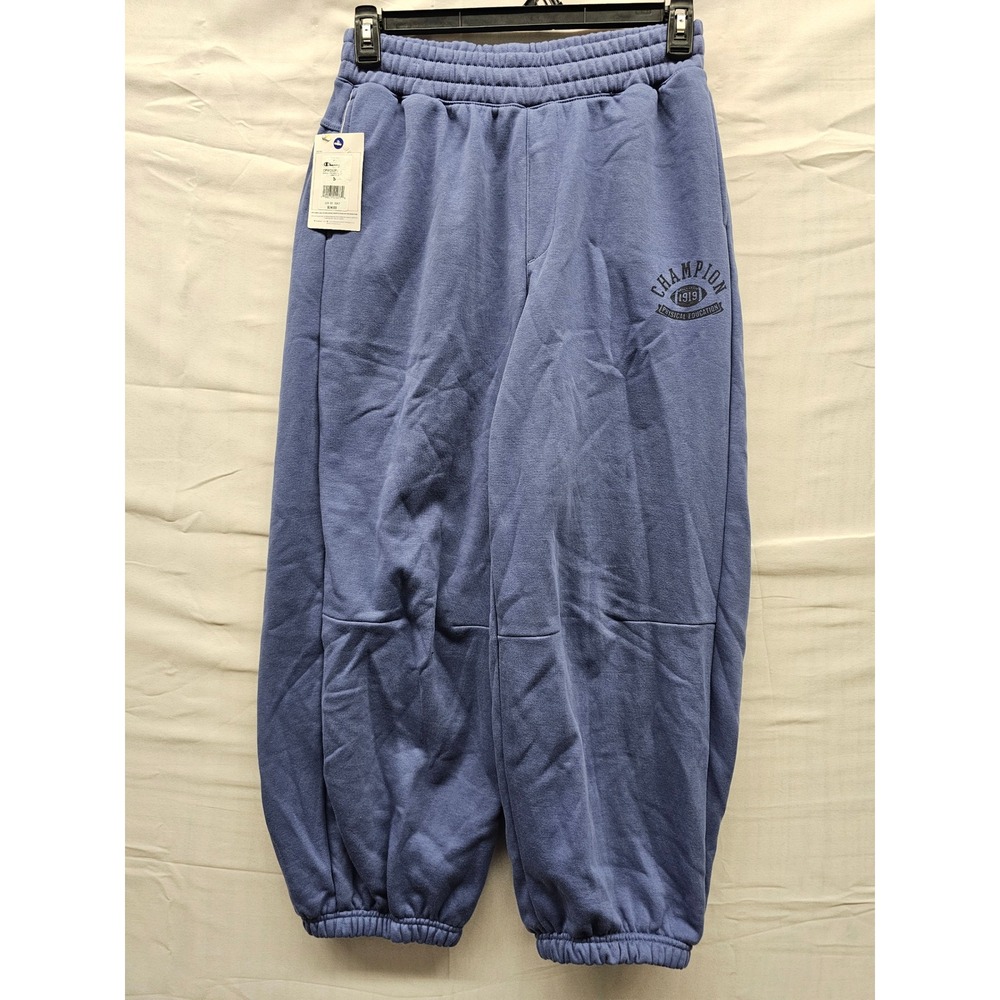 Champion Cropped Fleece Athletic Jogger Pants Blue‎ Cotton Blend Size Small